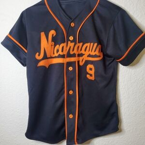 Nicaragua Black Orange Button Front Jersey Boys Medium 8   Good pre owned condit
